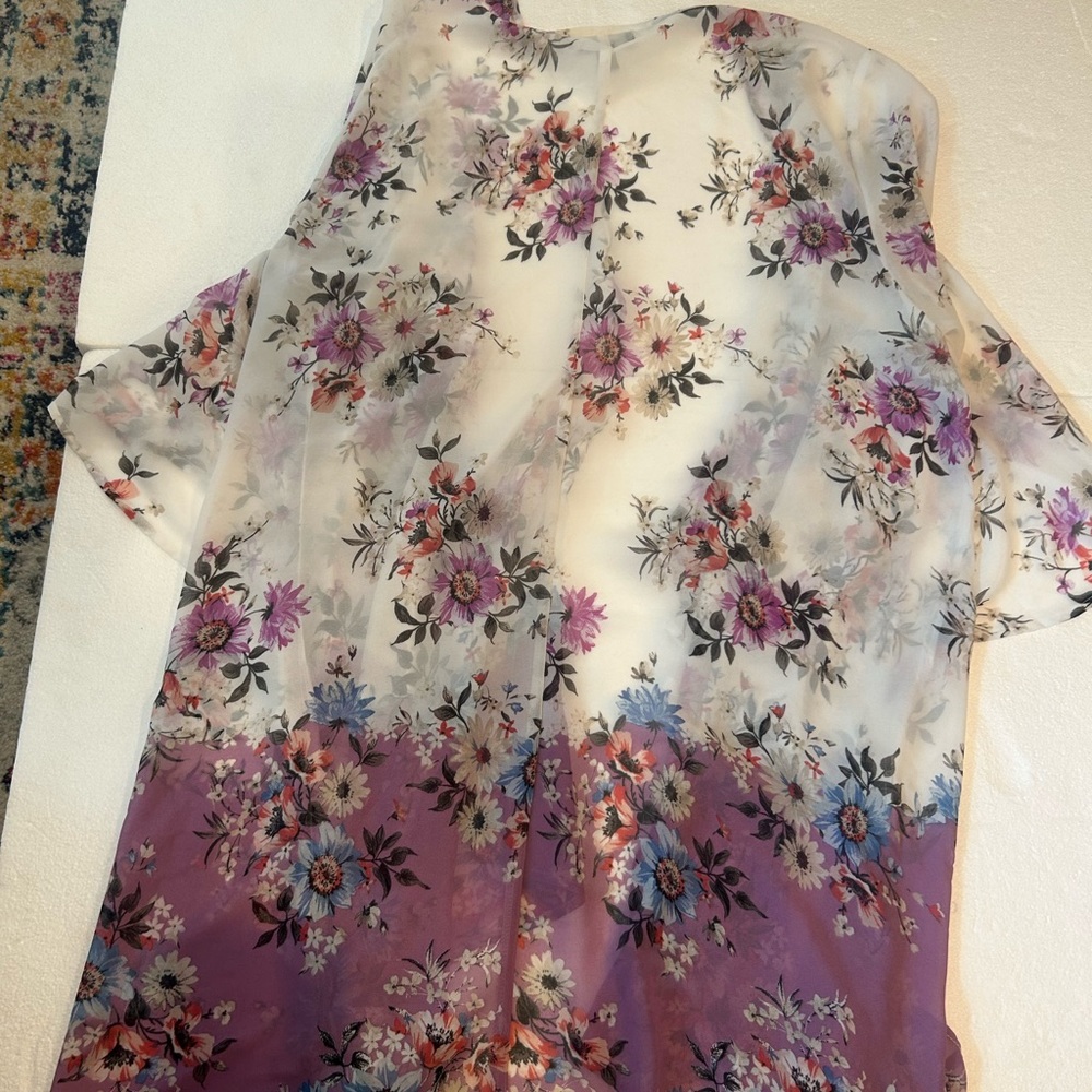 Torrid coffin circle sleeve kimono floral print white purple blue black pink - Picture 13 of 13
